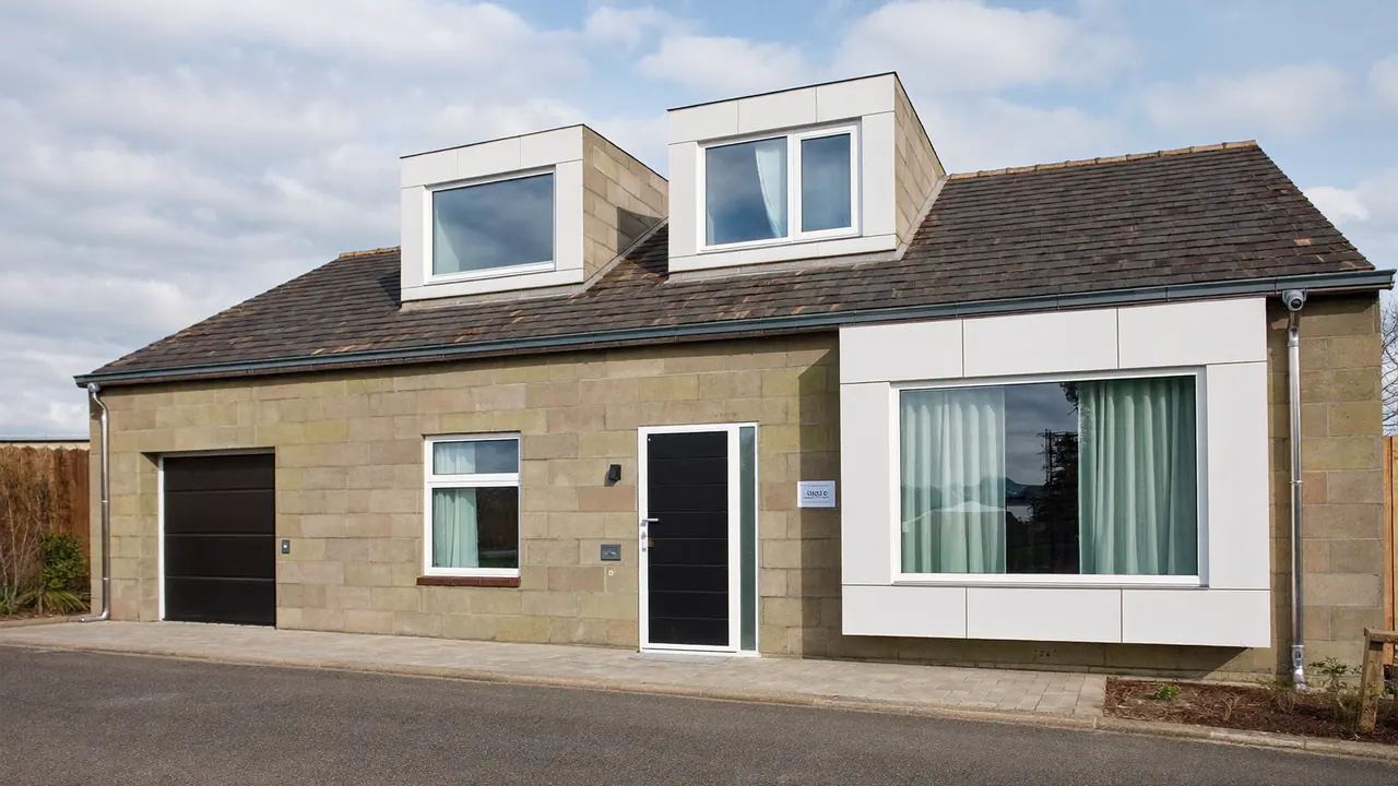 Row of UK houses fitted with modern double glazing on a residential street