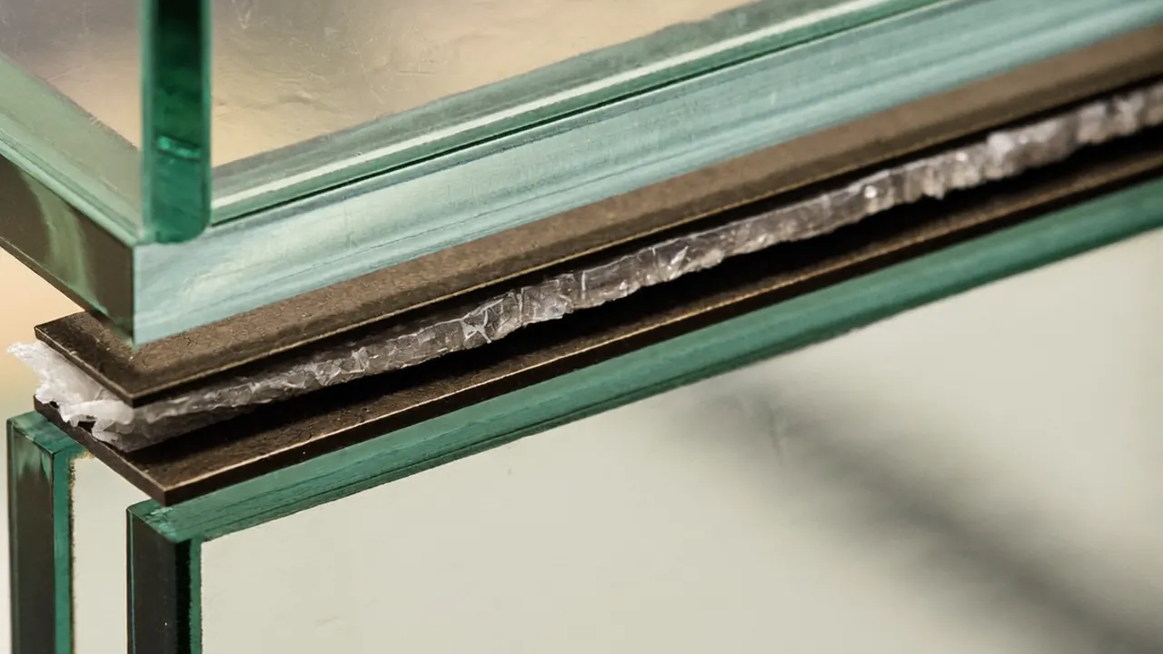 Cross-section detail of a double glazed sealed unit showing the spacer bar