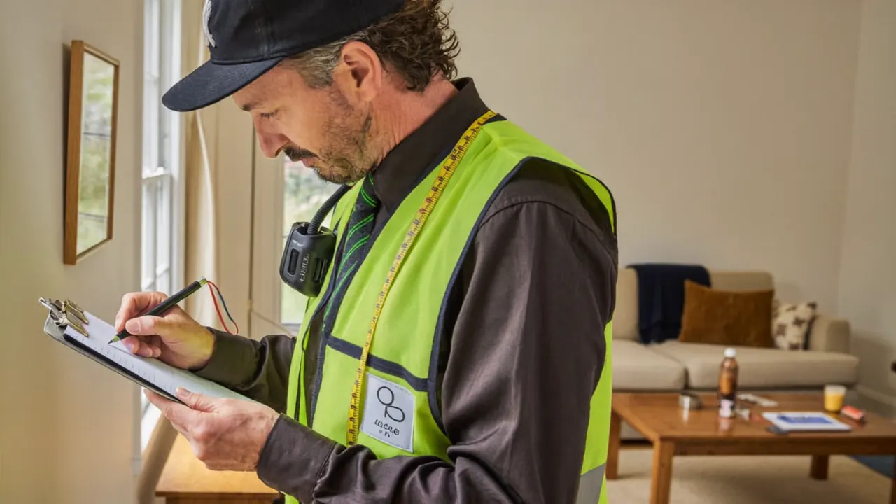 Installer carrying out a home survey before preparing a double glazing quote
