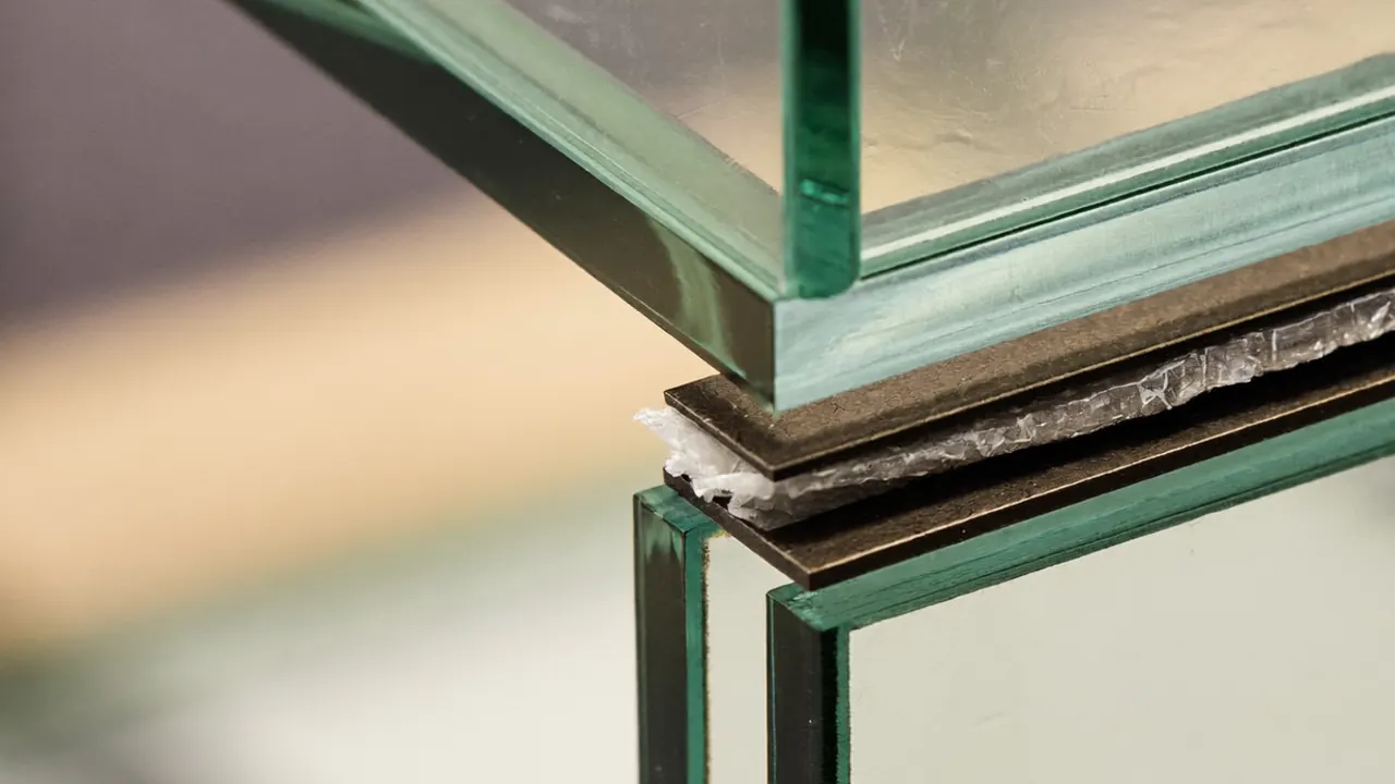 Close-up of a double glazed unit edge seal on a UK window