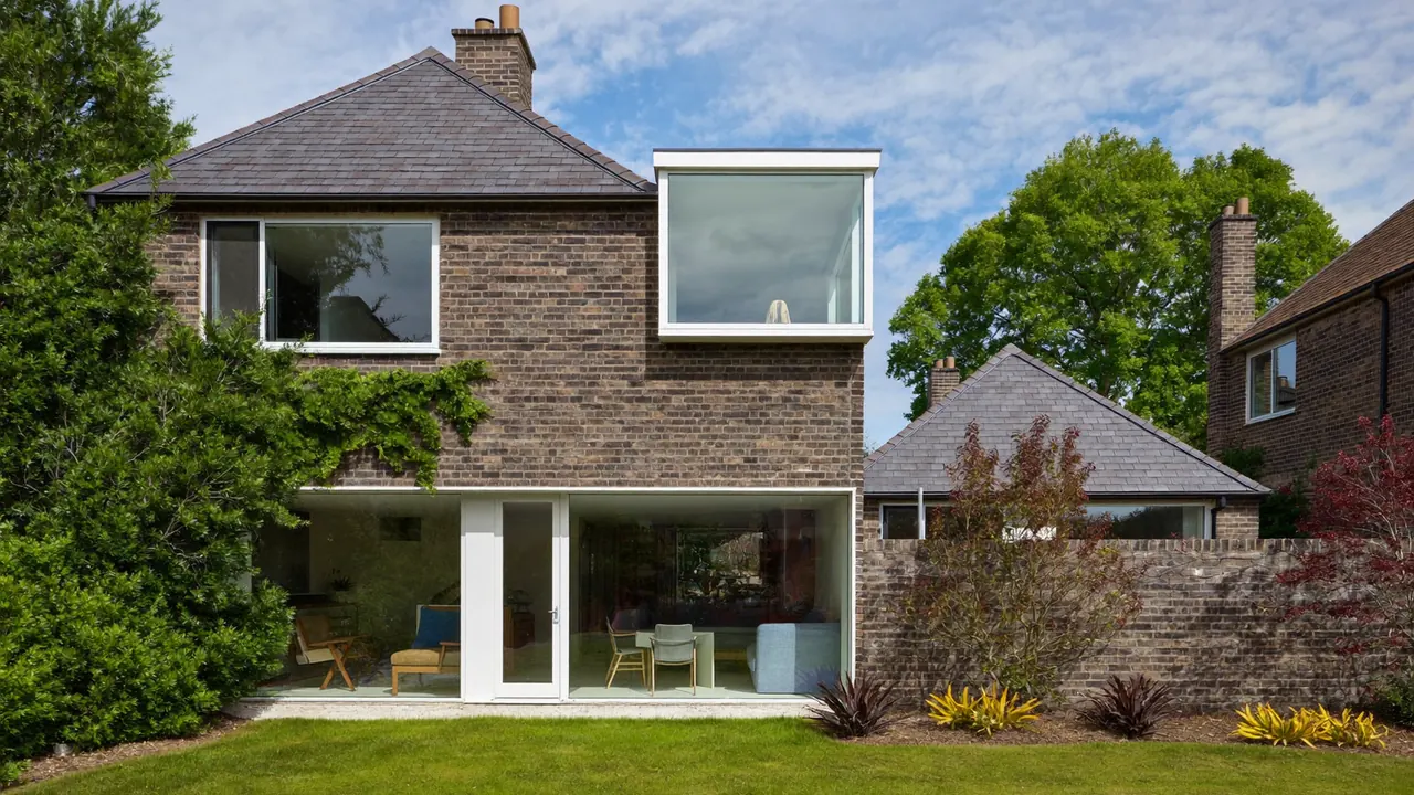 Bay window projecting from the front of a UK semi-detached house