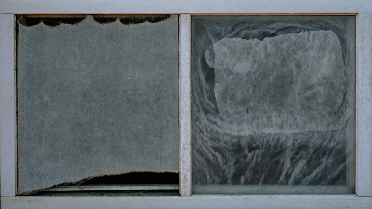 Misted double glazed window pane showing condensation between the panes