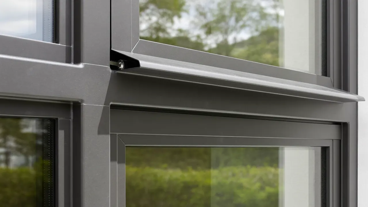 Slim aluminium window frame detail on a modern UK home