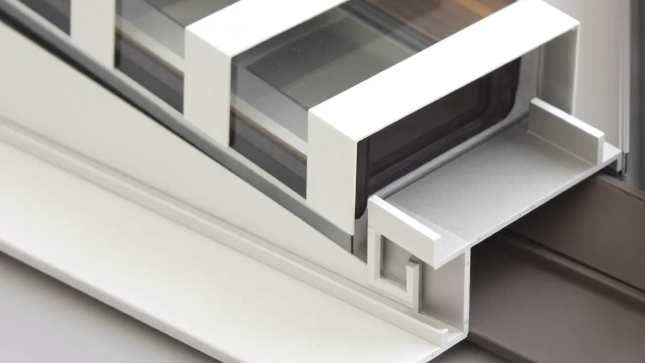 Samples of uPVC, aluminium and timber window frames side by side
