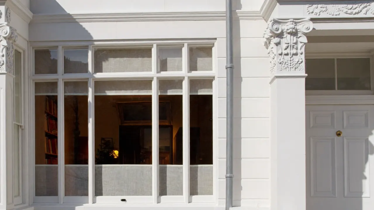 Timber sash window on a period UK townhouse